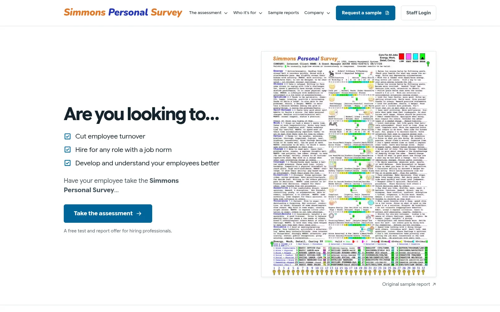Simmons Personal Survey screenshot